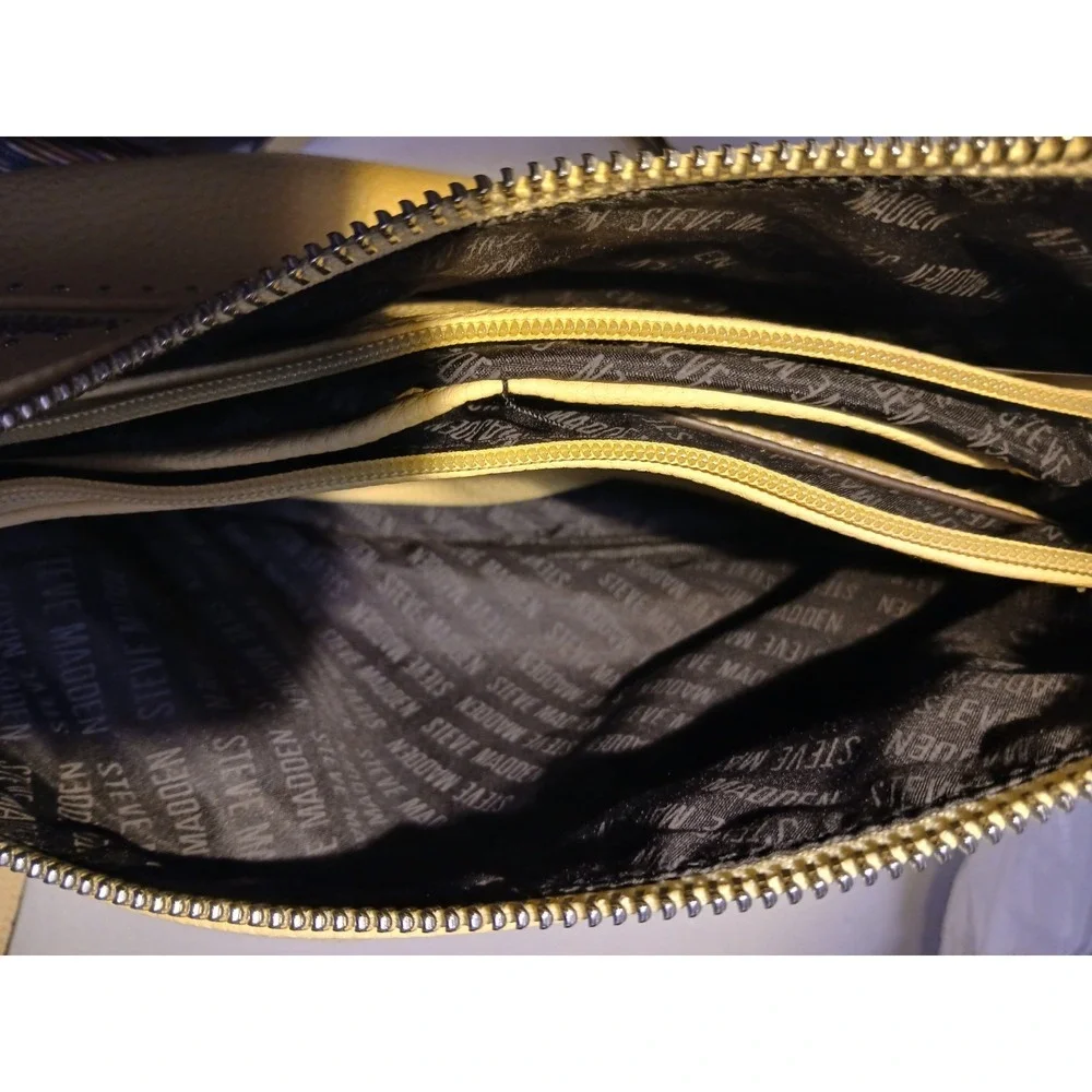 Steve Madden Crossbody Pebbled Yellow Shoulder Bag Adjustable S. Multi Zip #1260
